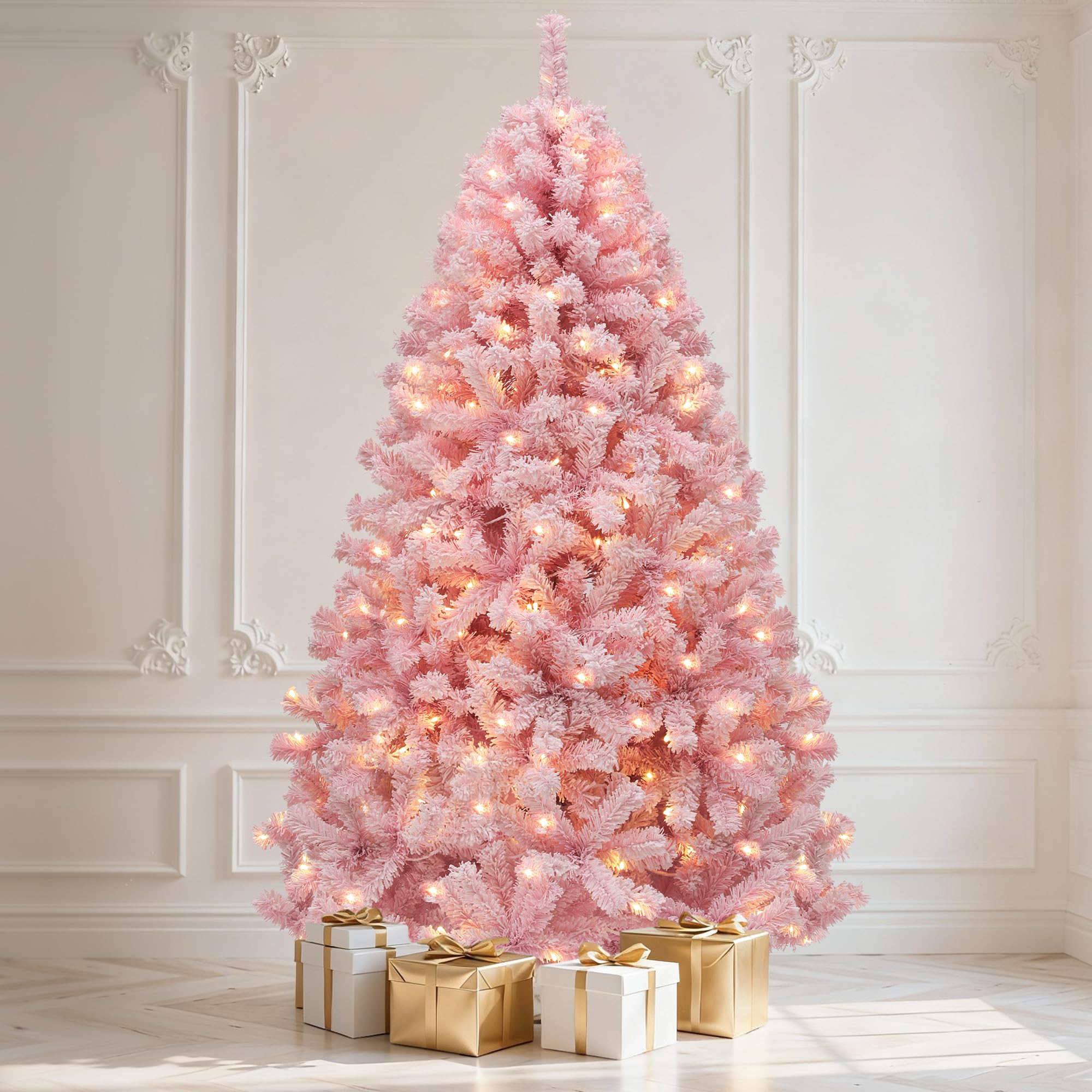 DWVO 6ft Pre-lit Black Christmas Tree with Lights, Prelit Halloween ChristmasTtrees with 818 Tips & 250 UL Listed Lights, Automatic Branches & Easy Assembly with Remote Control for Home Party